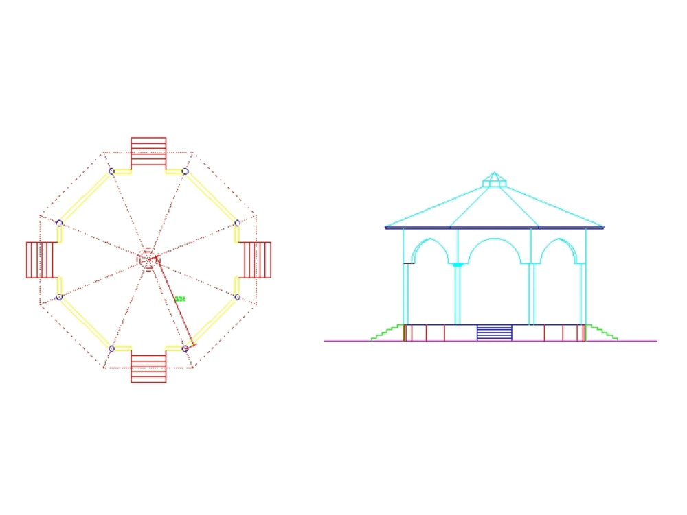 Glorieta Type Hexagonal Gazebo Kiosk 17006 Kb Bibliocad 