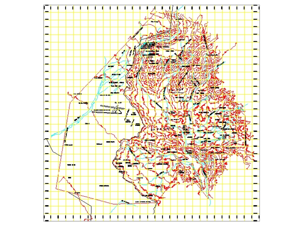 Carte topographique de La Paz - Bolivie.