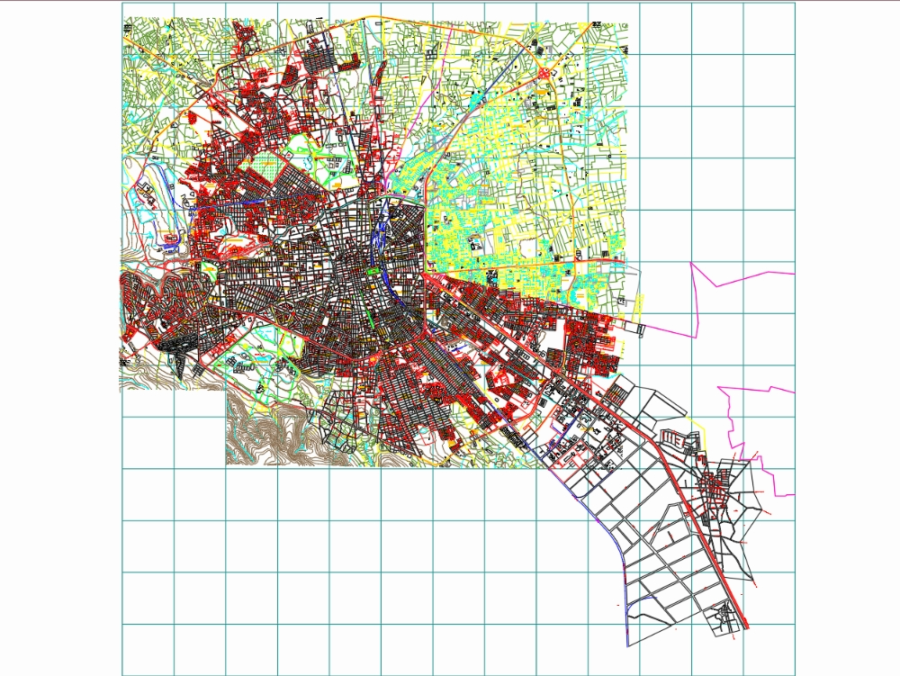 Plano urbano e área suburbana