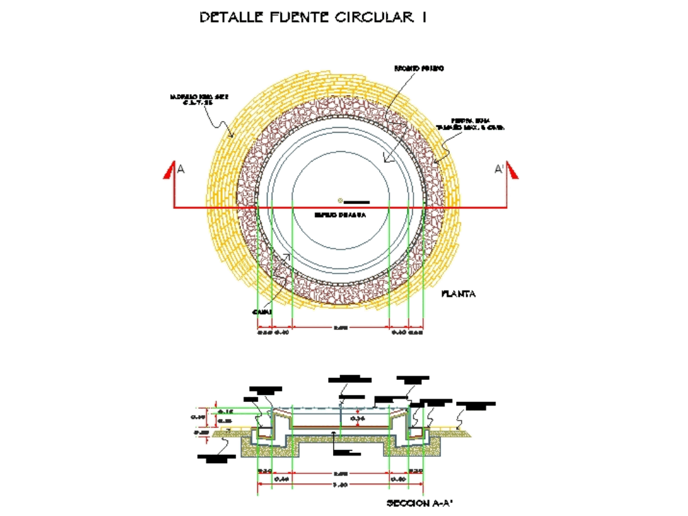 Detalle fuente circular en AutoCAD | Descargar CAD (62.79 KB) | Bibliocad