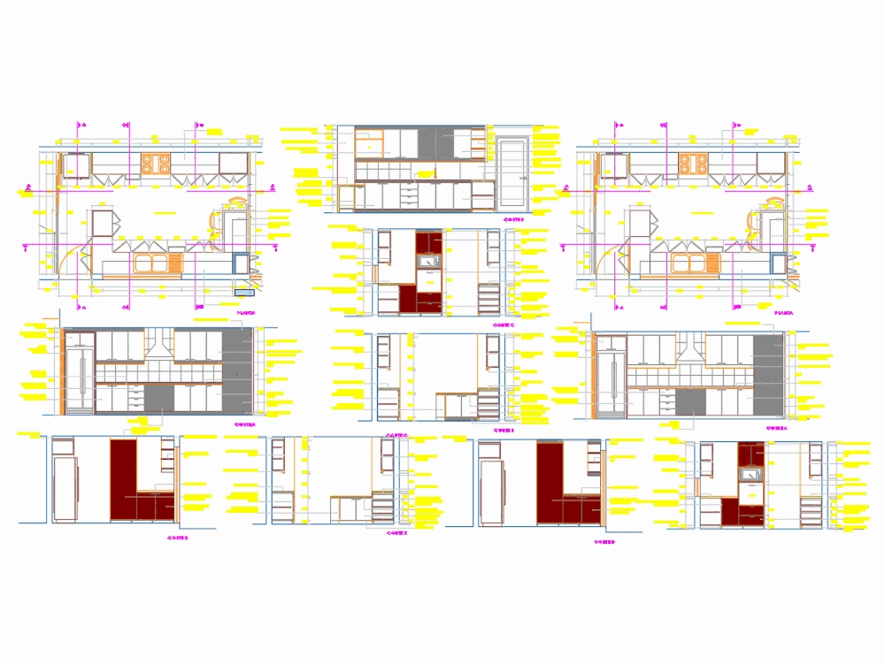 Kitchen project in AutoCAD | CAD download (210.35 KB) | Bibliocad