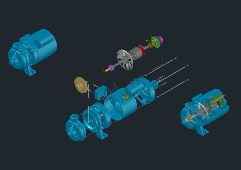 Pompe centrifuge 3D - vue agrandie