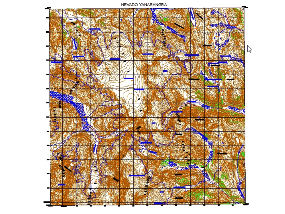 Topografische Karte des Yanarangra-Berges