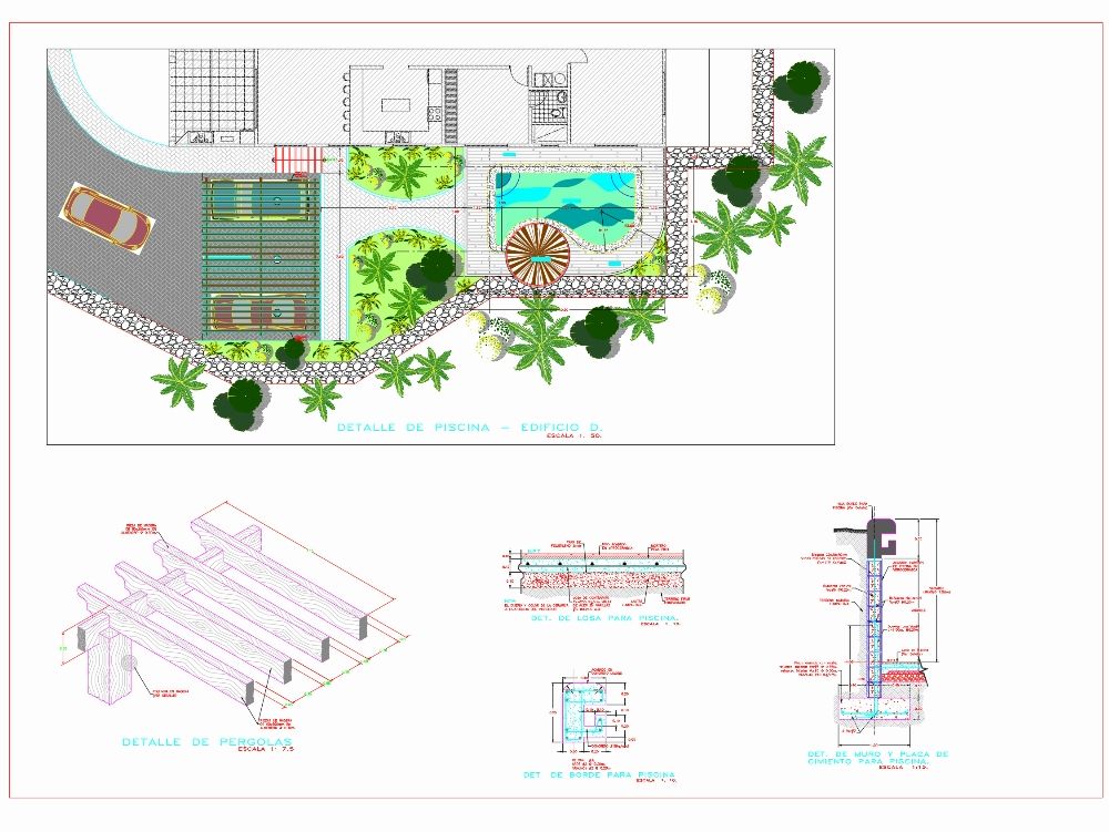 Piscina en AutoCAD | Descargar CAD (1.79 MB) | Bibliocad