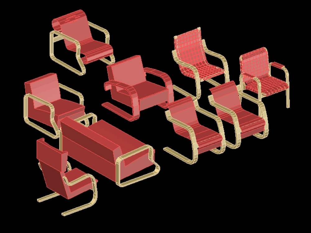 Sammlung von 3D-Stühlen
