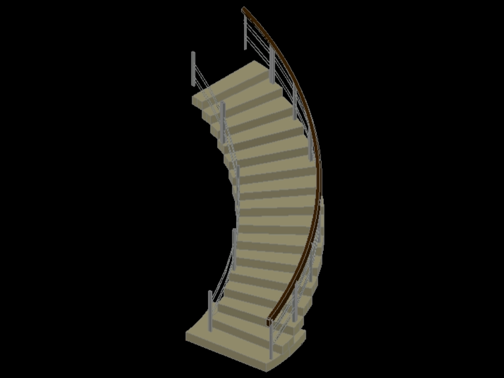 Escada helicoidal em 3d.