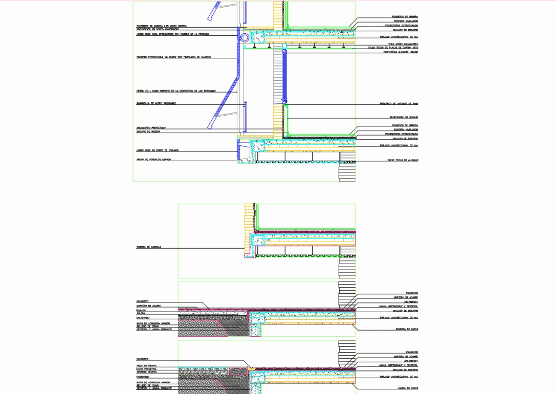 Secciòn constructiva de fachada en AutoCAD