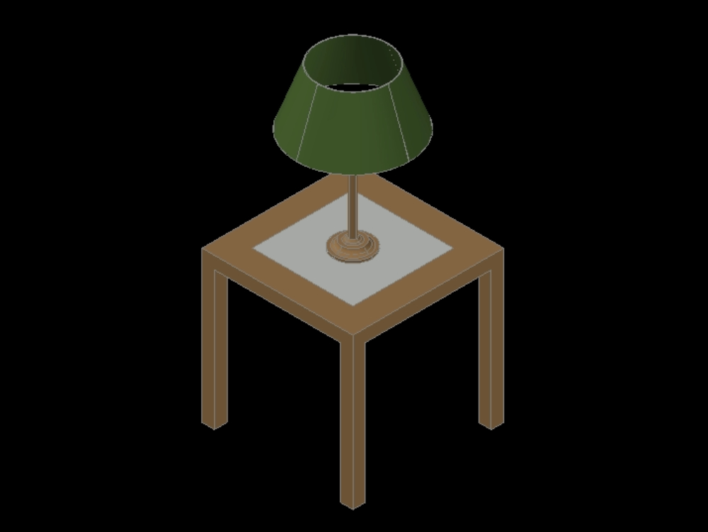 Mesa con lampara en 3D.