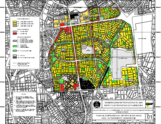 Plano de zoneamento de San Borja.