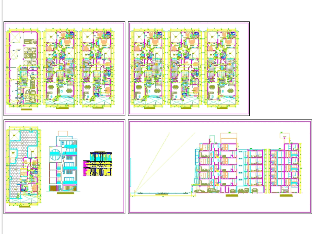 Apartment building - six floors in AutoCAD | CAD (1.04 MB) | Bibliocad