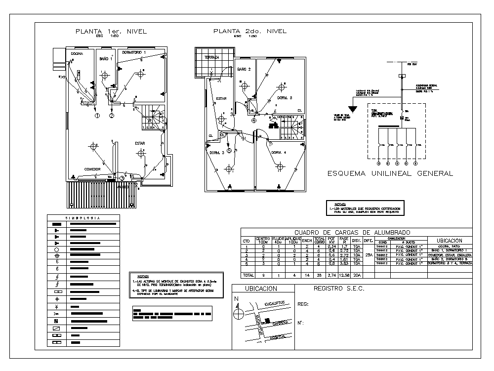 tocino acre administración Plano electrico - casa en AutoCAD | Descargar CAD gratis (83.53 KB) |  Bibliocad