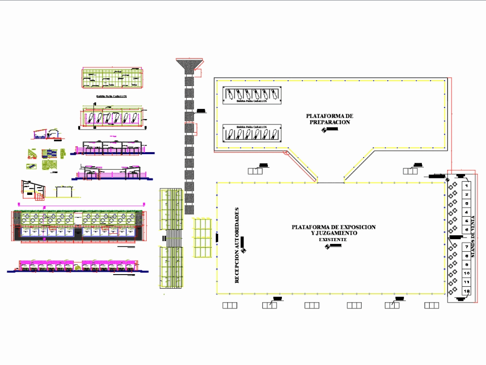 fair stable of horses in autocad cad download 245.11 kb