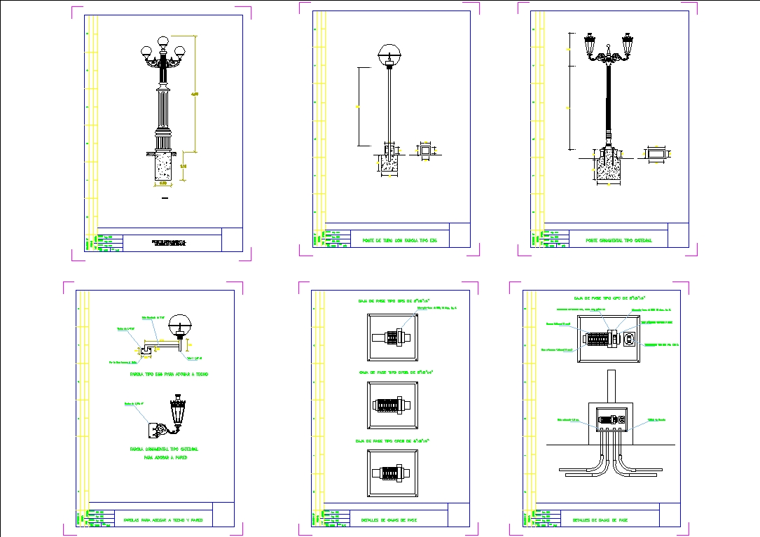 Ornamental lighting posts in AutoCAD | CAD download (306.74 KB) | Bibliocad