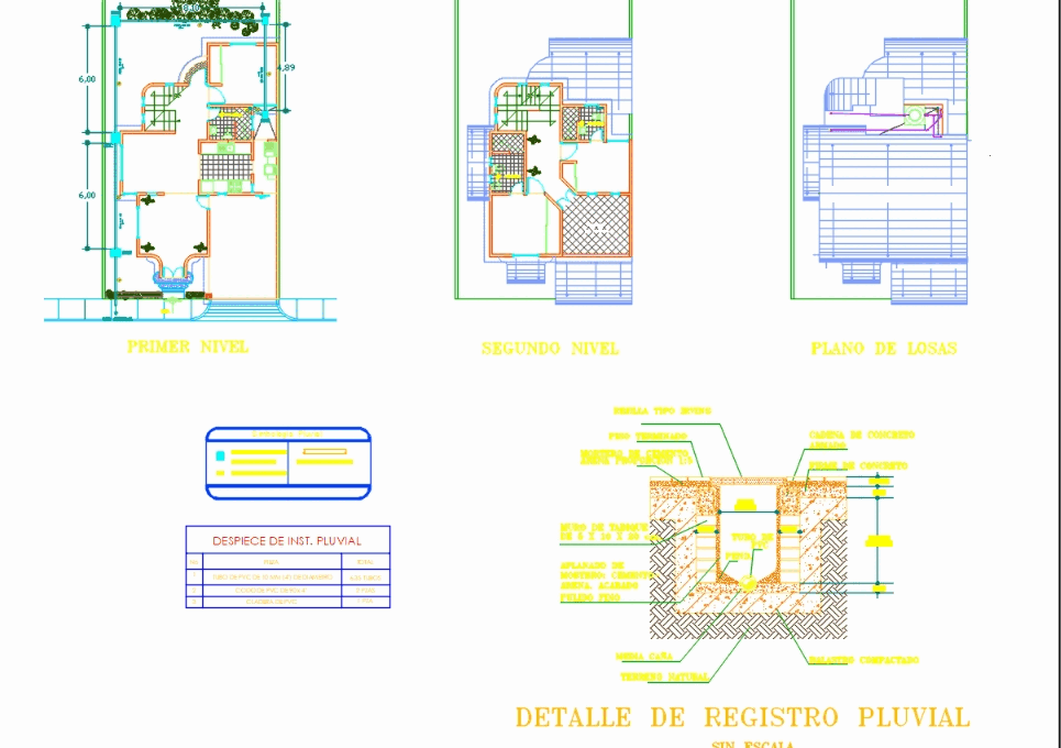 Planos pluvial y electrico en AutoCAD | CAD (577.92 KB) | Bibliocad