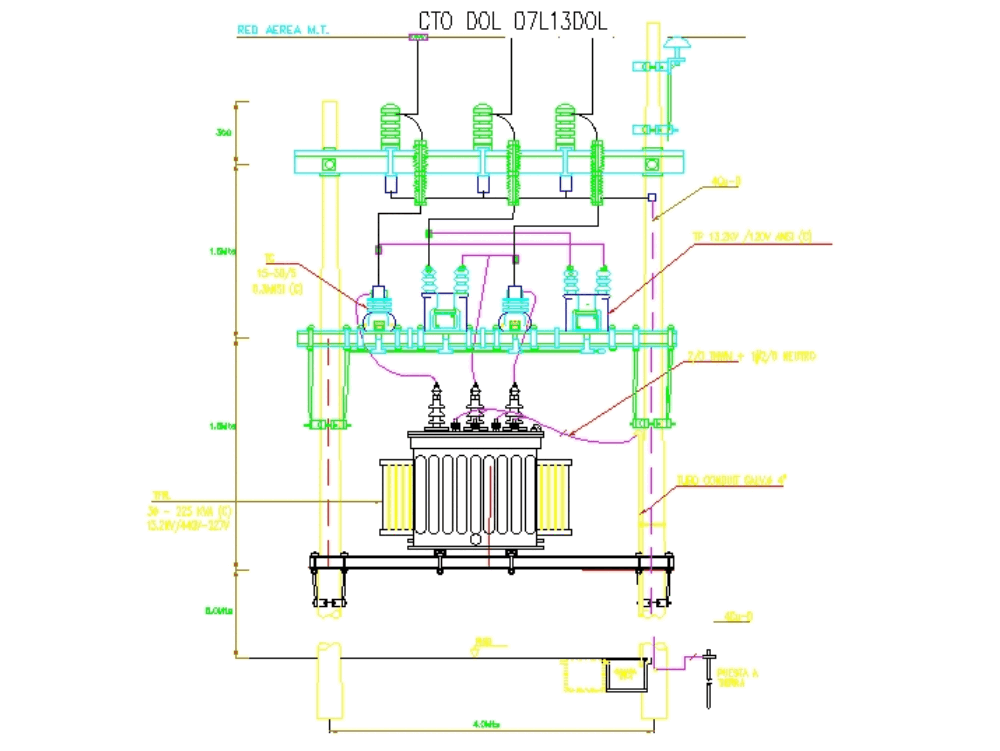 Electric transformer - 440-227v in AutoCAD | CAD (57.96 KB) | Bibliocad