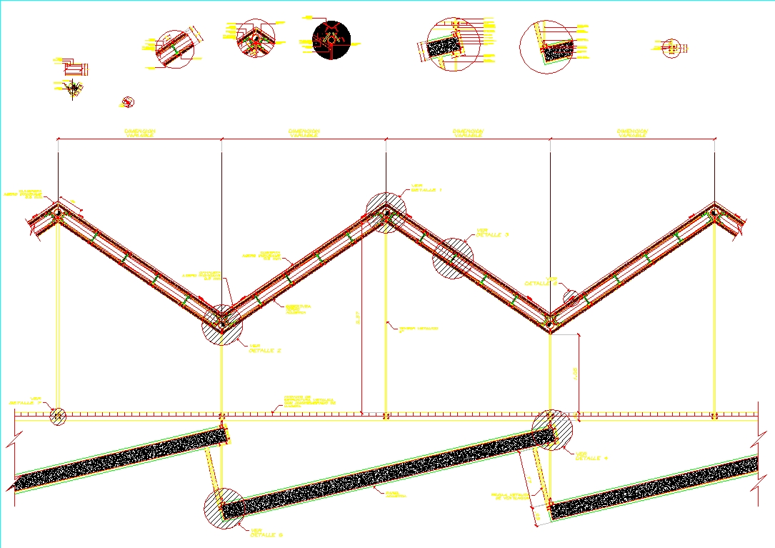 Konstruktives Detail der Abdeckung für große Spannweiten