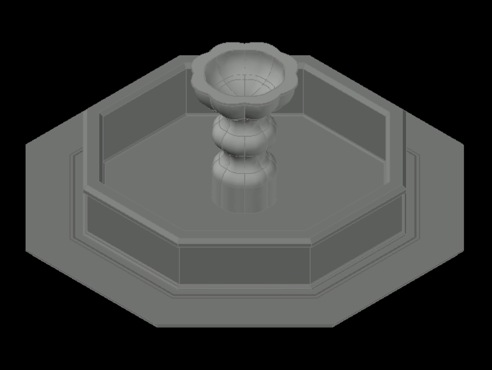 Colonial fountain in 3d.