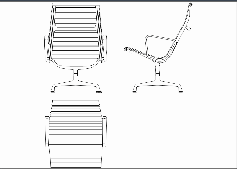 Charles Eames Aluminium Chair Zip In Autocad Cad 24 66 Kb Bibliocad