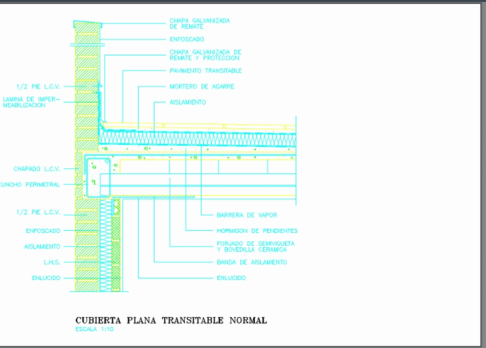Aliado hogar preocupación Cubierta plana - detalles en AutoCAD | CAD (102.18 KB) | Bibliocad