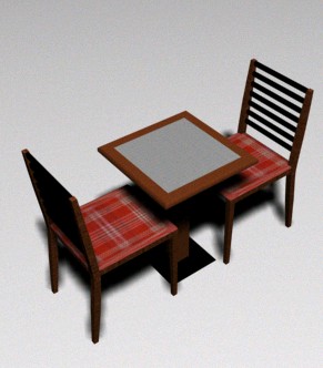 Tisch und zwei Stühle
