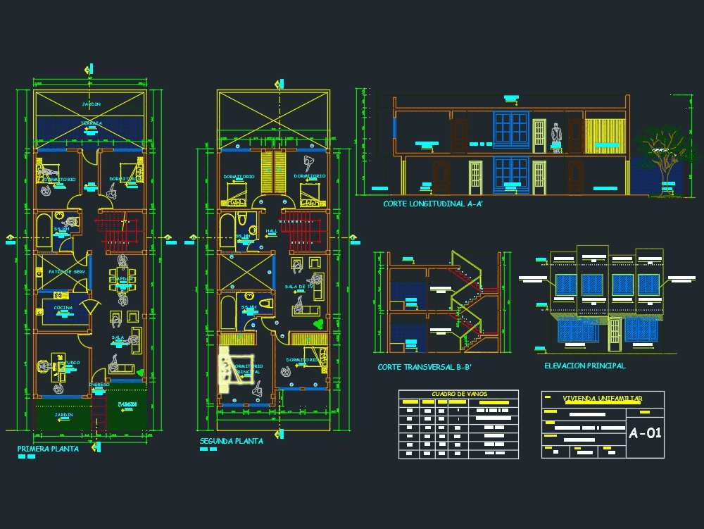 Planos De Residencia 2 Plantas En Dwg Autocad Vivienda Unifamiliar Images And Photos Finder 3835