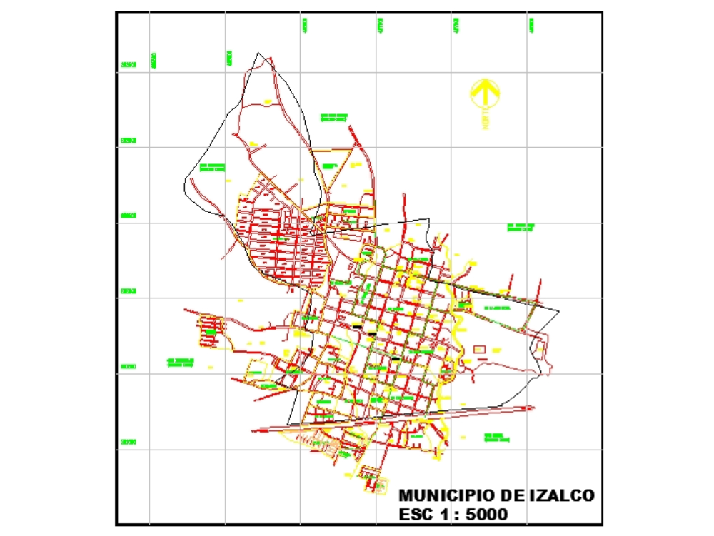 Urban map of Izalco - El Salvador.