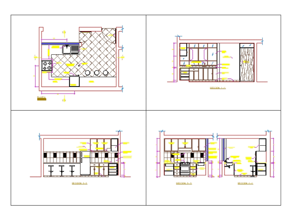 Design of a kitchen in AutoCAD | CAD download (267.88 KB) | Bibliocad