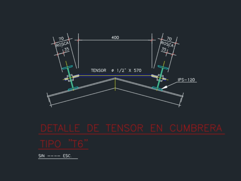 Tensor en cumbrera en AutoCAD | Descargar CAD gratis (14.99 KB) | Bibliocad