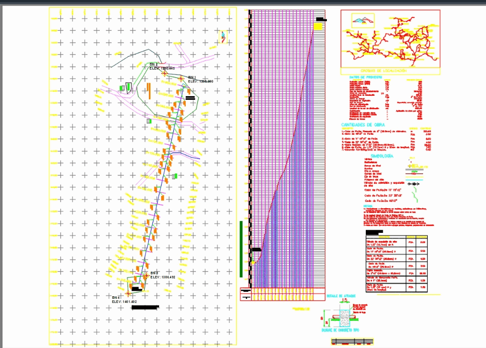 Linea de conduccion agua potable en AutoCAD | CAD (1.68 MB) | Bibliocad