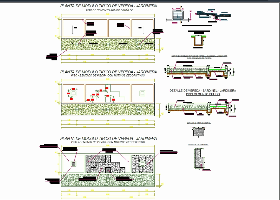 Detalles de veredas en AutoCAD  Descargar CAD gratis (467 