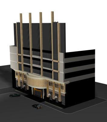 Fachada edificio de oficinas 3D