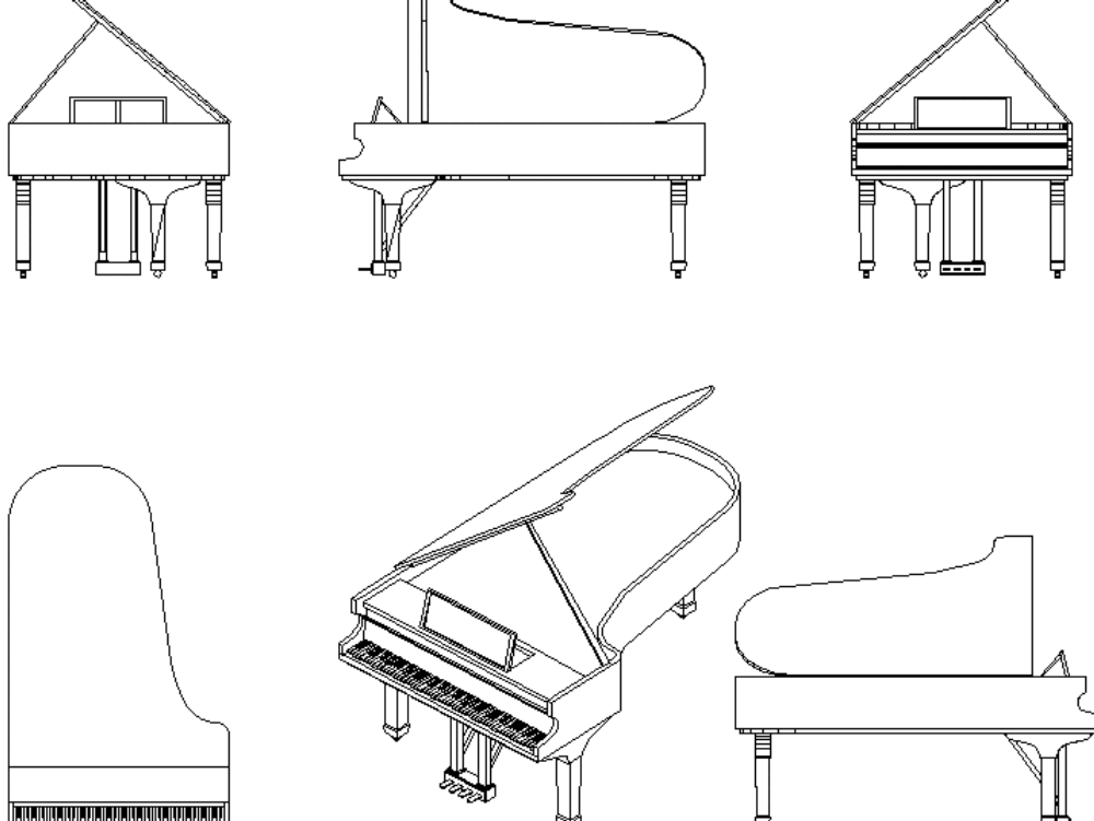 puerta repetir Haz lo mejor que pueda Piano en AutoCAD | Descargar CAD gratis (141.59 KB) | Bibliocad