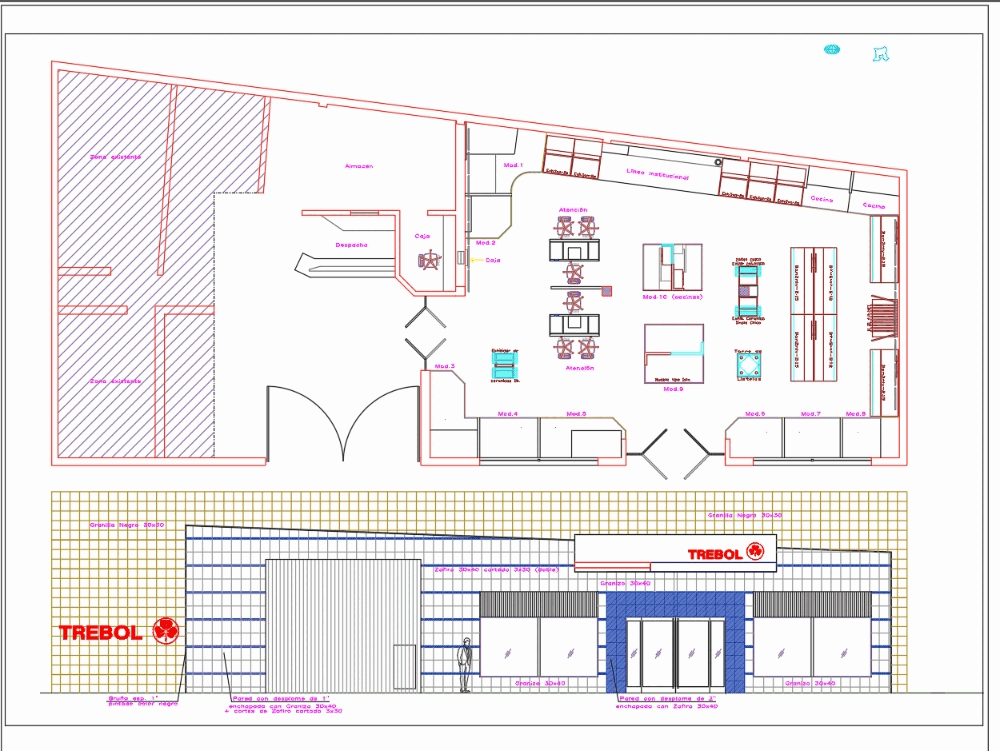 Loja Comercial Cerâmica Em Autocad Baixar Cad 160 79 Kb Bibliocad