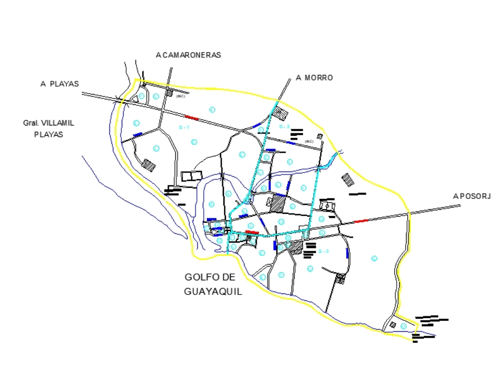 Carte de données urbaines de posorja - guayas.