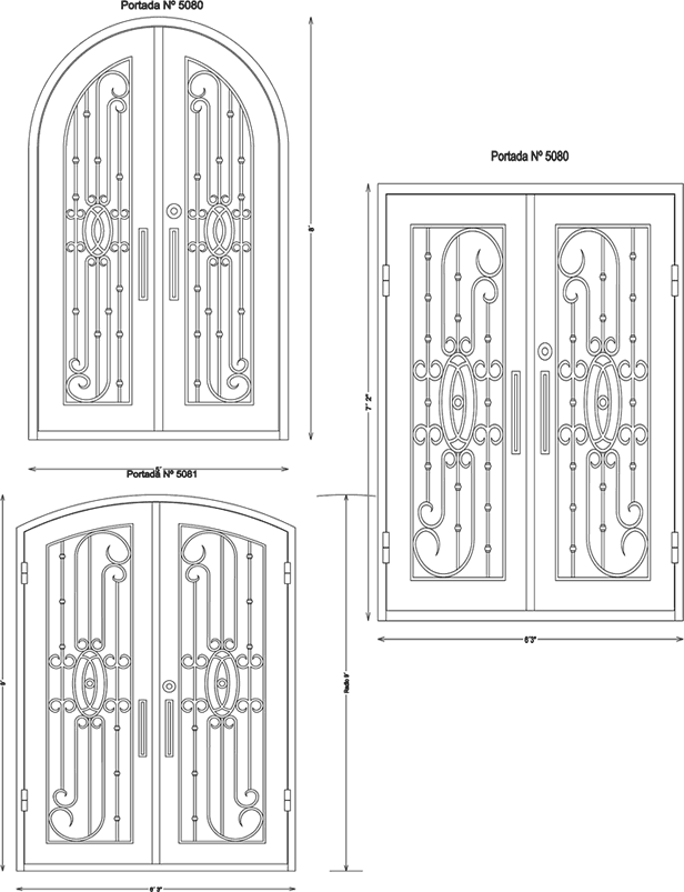 Doors in iron with forged