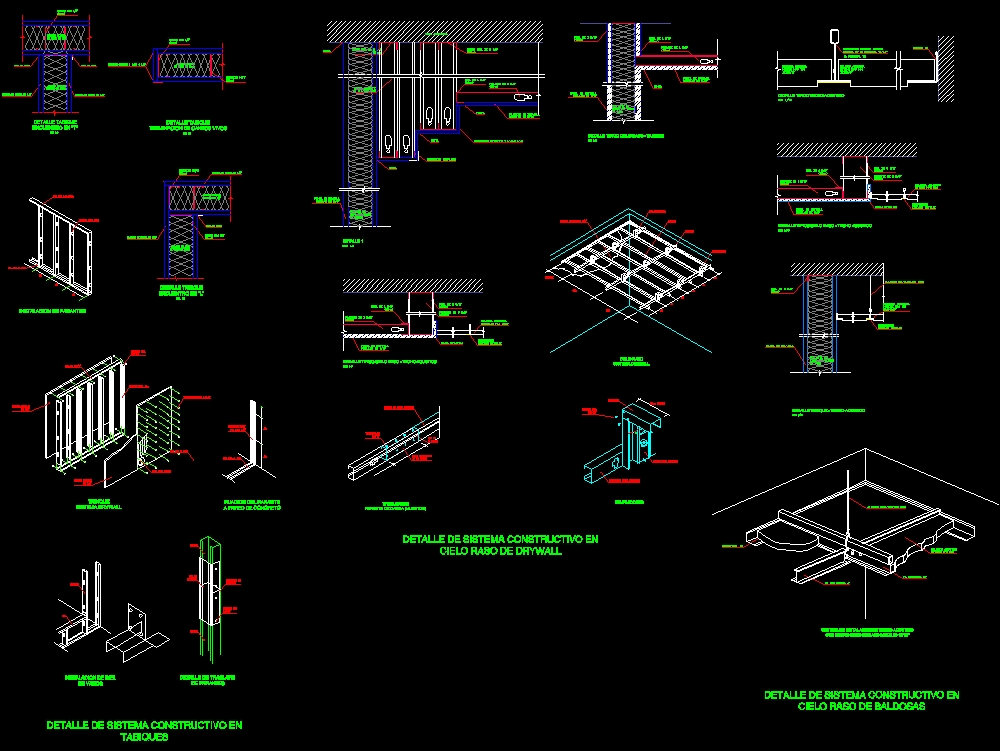 Detalles sistema drywall en AutoCAD | Descargar CAD (197.06 KB) | Bibliocad