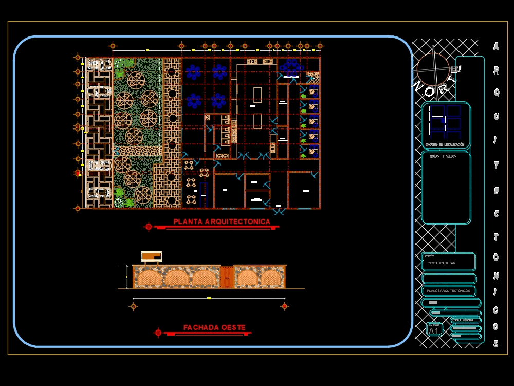 Restaurant In AutoCAD | Download CAD Free (391.4 KB) | Bibliocad