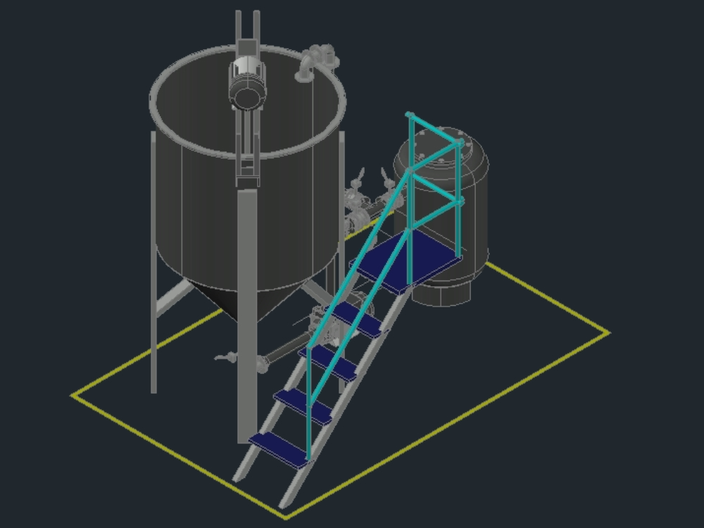 Process tank with filter 3d