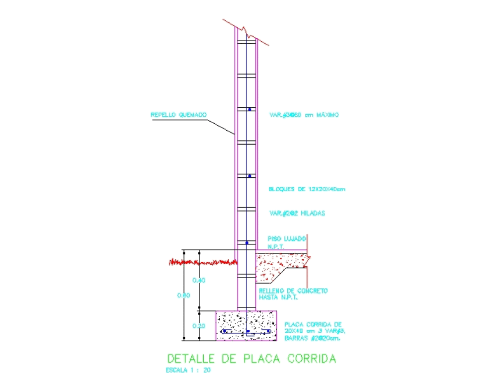 Placa - zapata corrida en AutoCAD | Descargar CAD gratis (34.44 KB