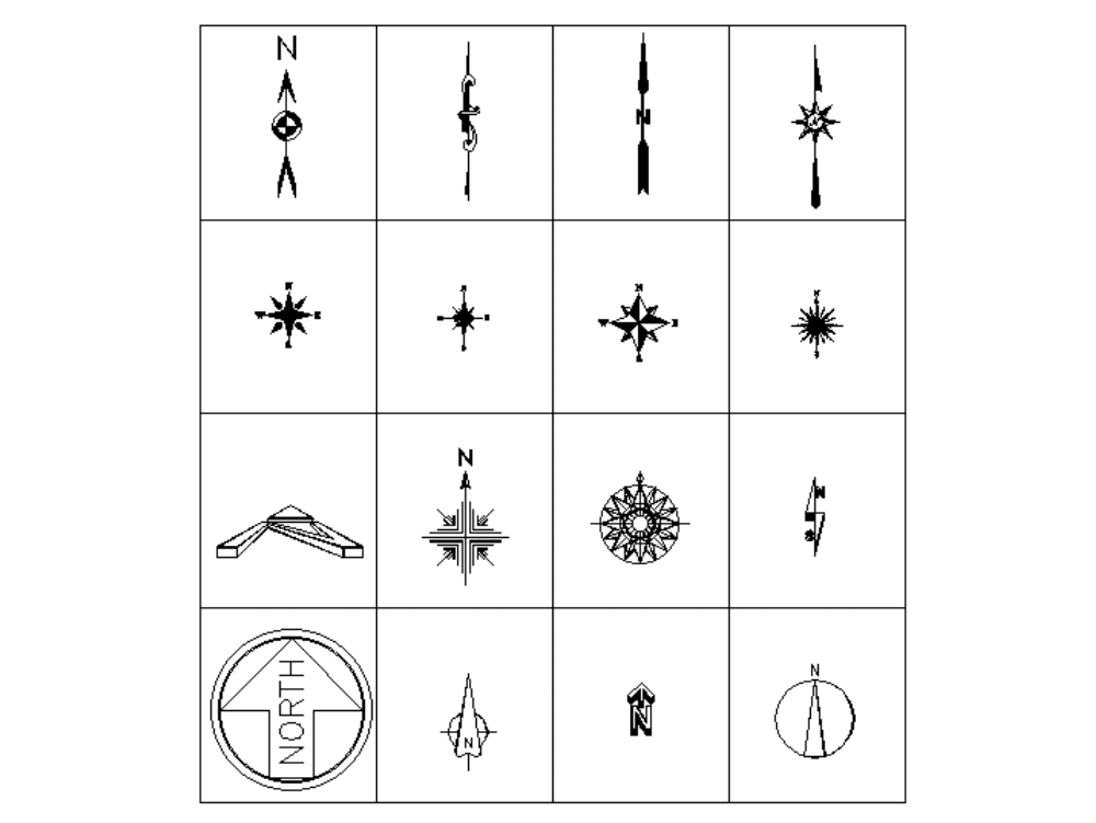 north arrow symbols dwg autocad drawing