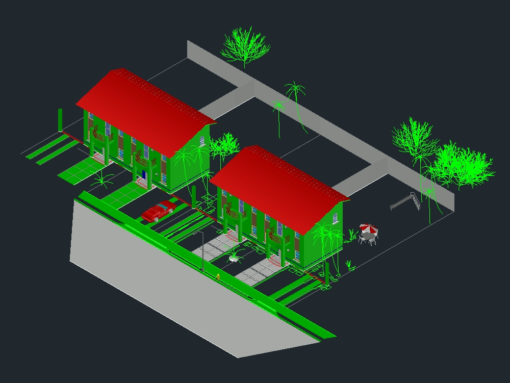 Maisons jumelées 3D