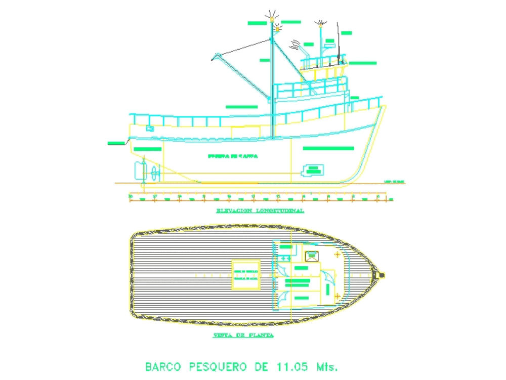 Fishing ship 11.05mts in AutoCAD | CAD download (695 KB ...