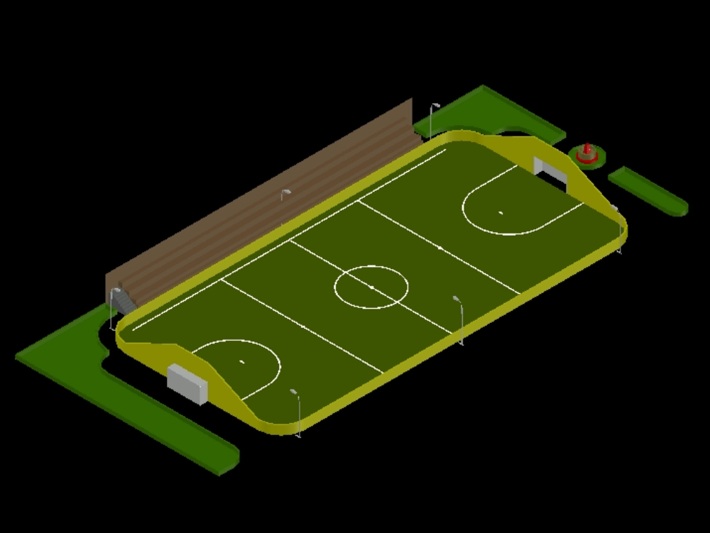 Soccer field in 3d.