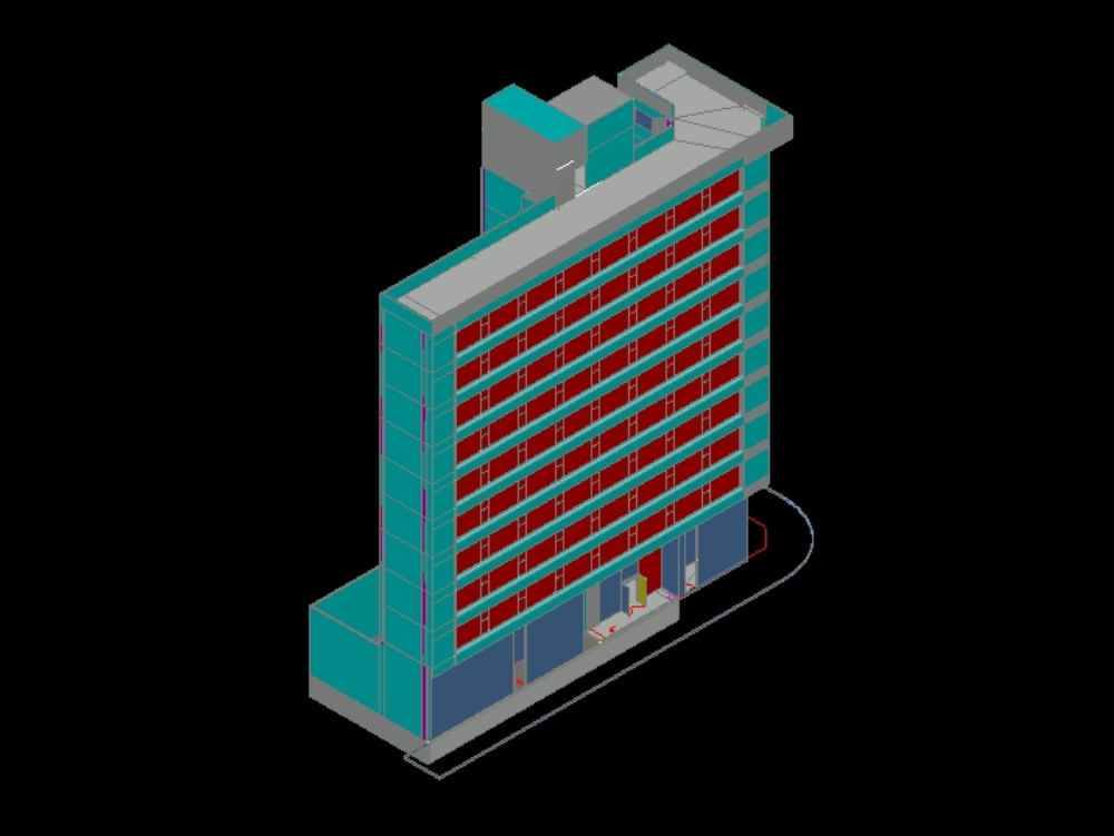 Edificio de oficinas en 3D.