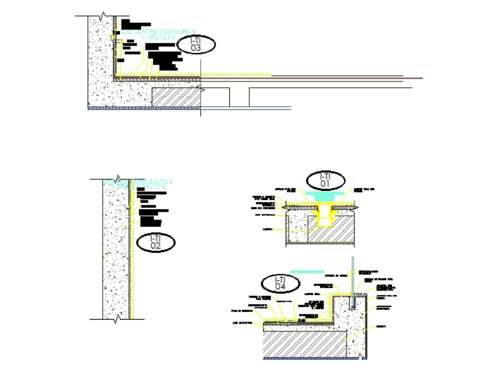 Water proofing details in AutoCAD | CAD download (253.43 