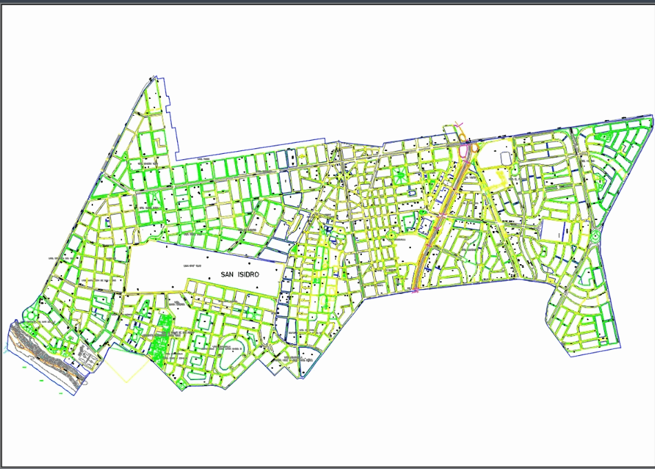 Map district of San Isidro with side walks