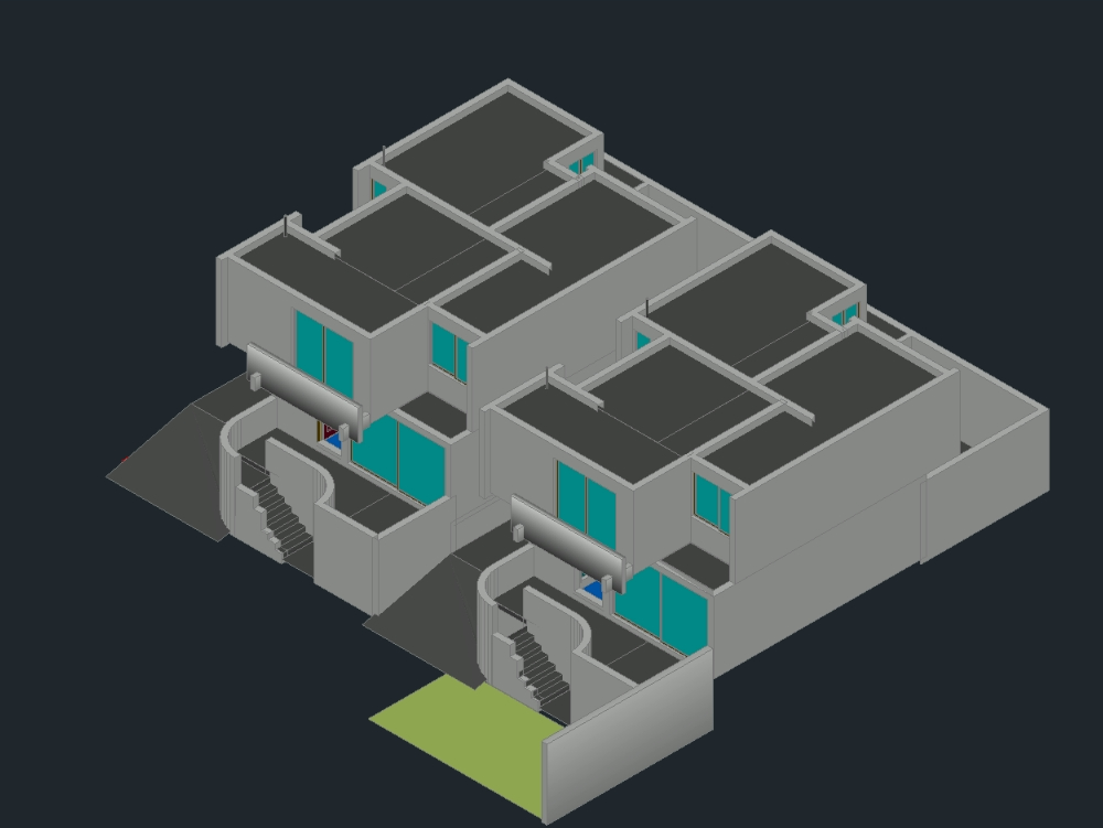 3D-gruppierte Häuser