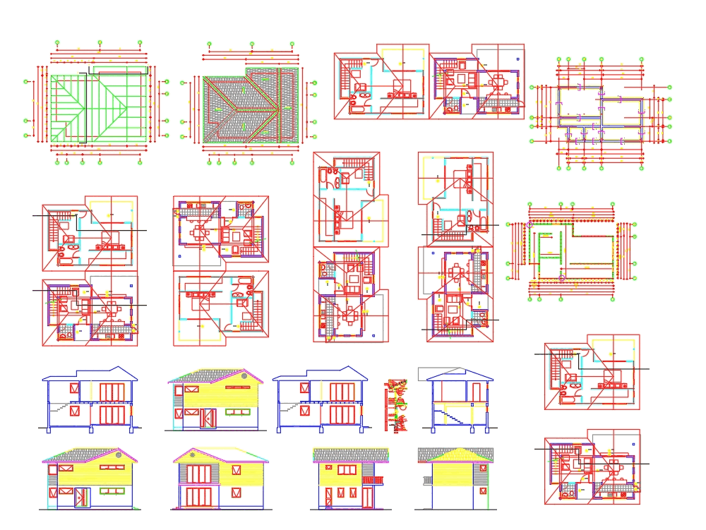 Casa: Planos de Estructura; Detalle Tabiques; Corte Escantillon