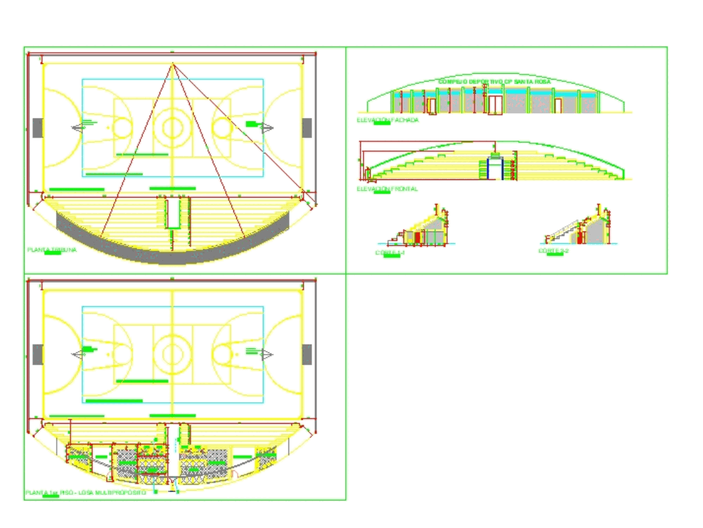 Sports complex in AutoCAD Download CAD free (575.15 KB) Bibliocad