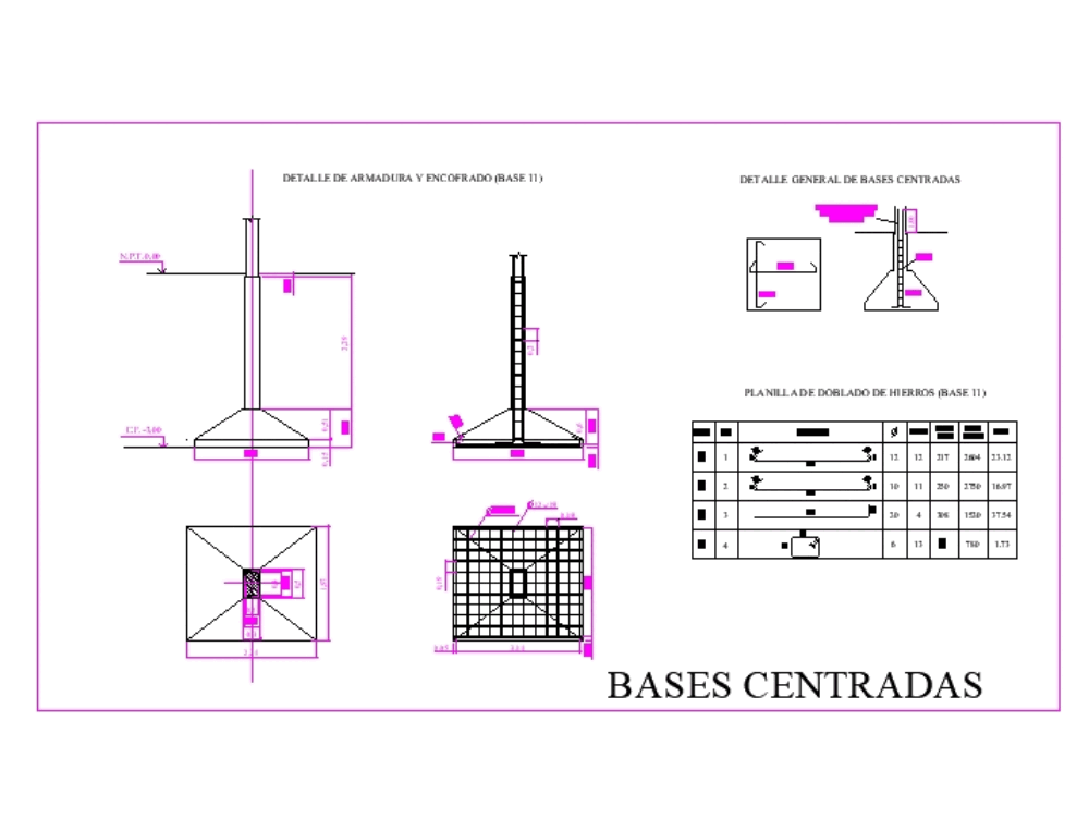 Detalle base centrada en AutoCAD | Descargar CAD gratis (30.45 KB